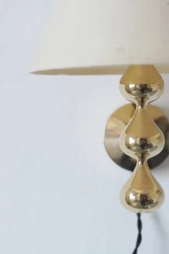 Online Pamono 24 Carat Gold Plated Teardrop Wall Lamps by Hugo Asmussen, Denmark, 1970s, Set of 2