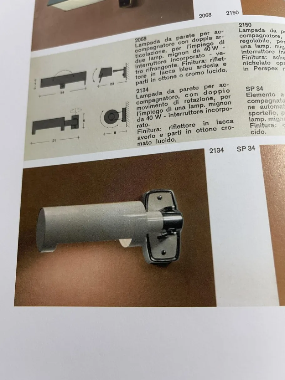 Online Pamono 2134 Wall Light from Stilnovo, 1950s, Set of 2