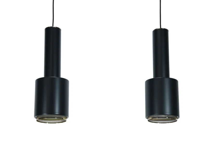 Online Pamono A110 Hand Grenade Hanging Lamps in Black with Brass Details by Alvar Aalto for Artek, Set of 2
