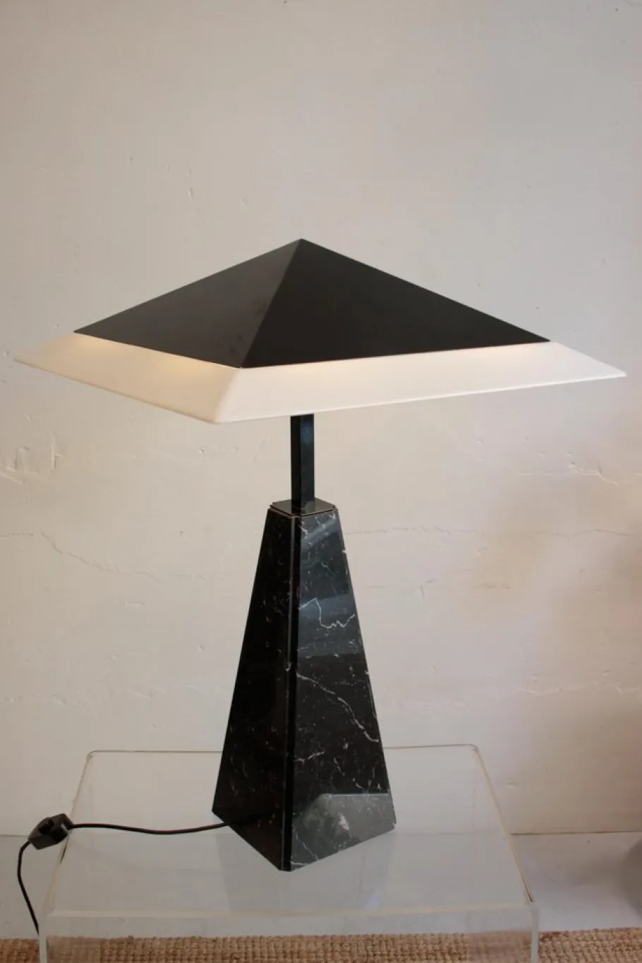 Pamono Abat Jour Table Lamp in Black Marble by Cini Boeri for Arteluce, 1970s