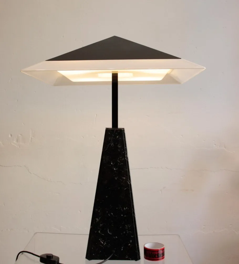 Pamono Abat Jour Table Lamp in Black Marble by Cini Boeri for Arteluce, 1970s