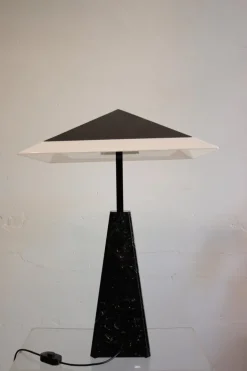 Pamono Abat Jour Table Lamp in Black Marble by Cini Boeri for Arteluce, 1970s