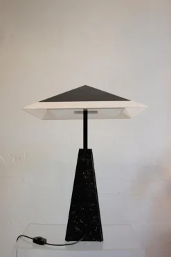 Pamono Abat Jour Table Lamp in Black Marble by Cini Boeri for Arteluce, 1970s
