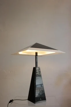 Pamono Abat Jour Table Lamp in Black Marble by Cini Boeri for Arteluce, 1970s