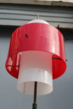 Online Pamono Acrylic Glass & Brass Floor Lamp from Stilnovo, 1950s