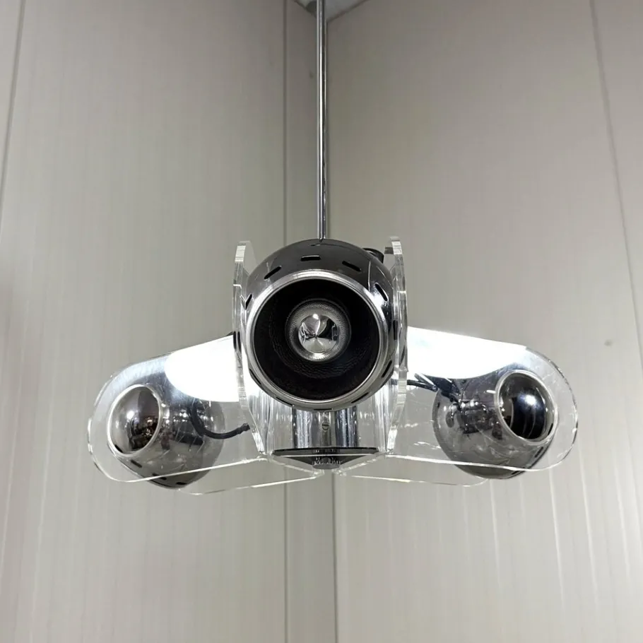 Online Pamono Acrylic Glass Hanging Lamp in the style of Gino Sarfatti, 1970s