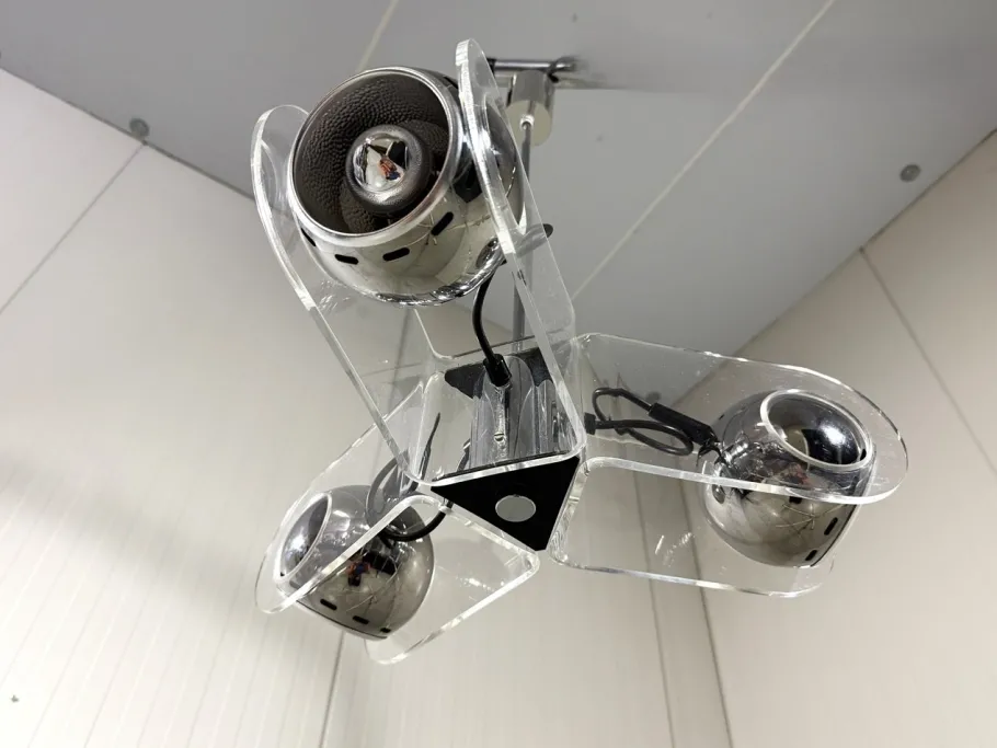 Online Pamono Acrylic Glass Hanging Lamp in the style of Gino Sarfatti, 1970s