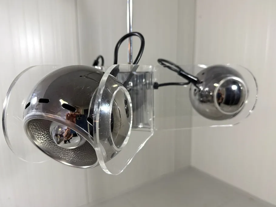 Online Pamono Acrylic Glass Hanging Lamp in the style of Gino Sarfatti, 1970s