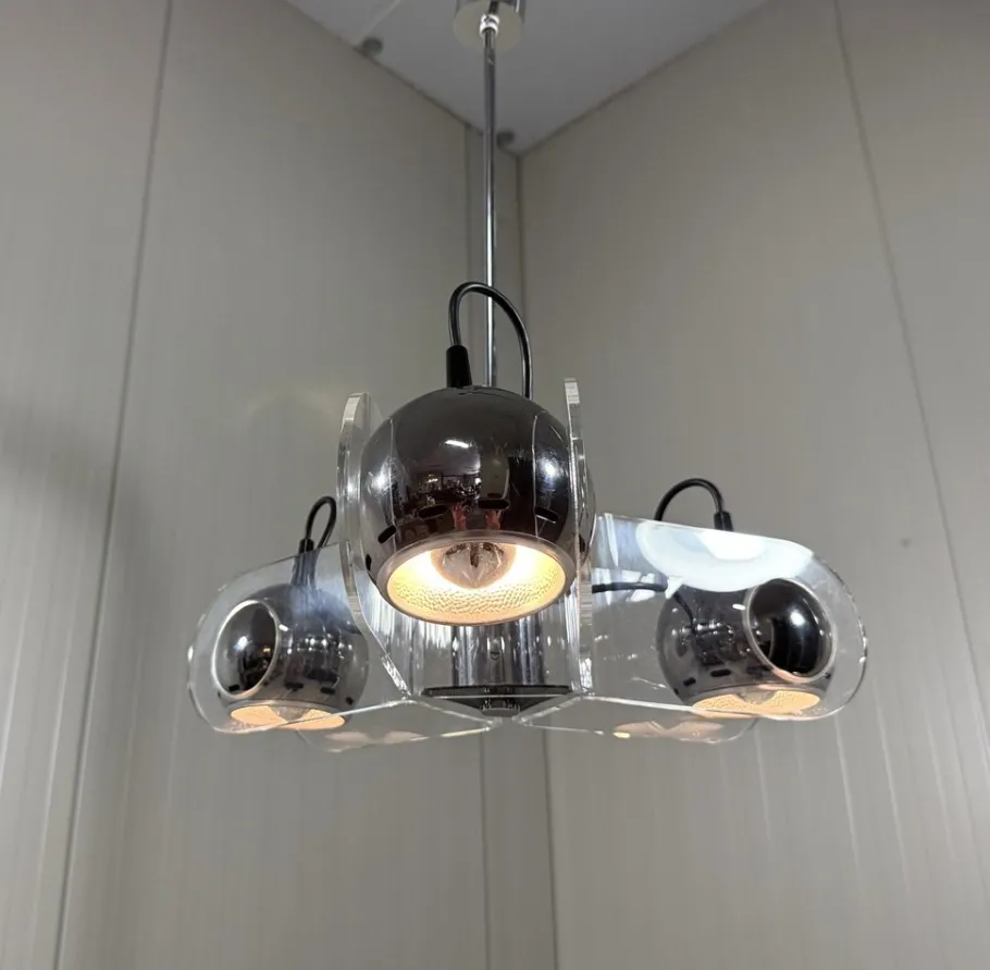 Online Pamono Acrylic Glass Hanging Lamp in the style of Gino Sarfatti, 1970s