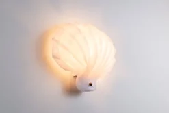 New Pamono Acrylic Glass Shell Wall Lamp with Brass Detail