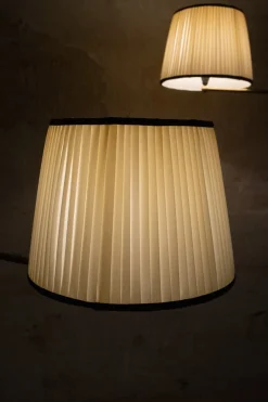 Pamono Adjustable Brass Floor Lamps with Fabric Lampshade, 1970s, Set of 2