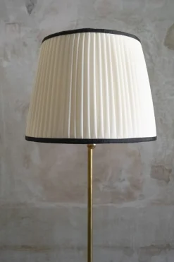 Pamono Adjustable Brass Floor Lamps with Fabric Lampshade, 1970s, Set of 2