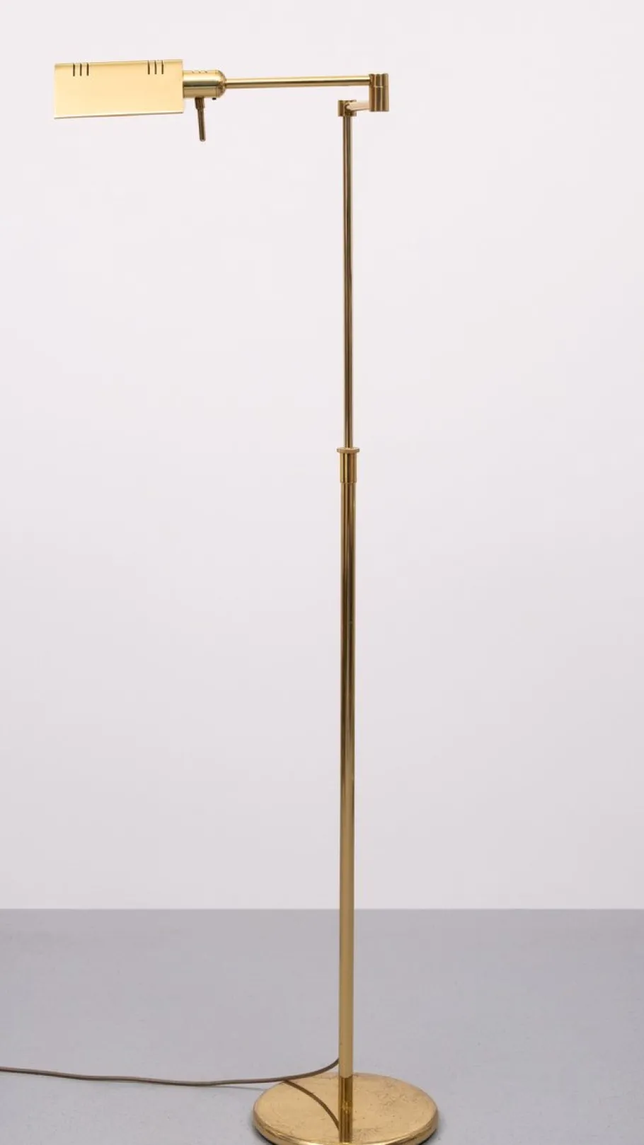 New Pamono Adjustable Brass Swing Arm Floor Lamp attributed to Holtkoetter, Germany, 1980s