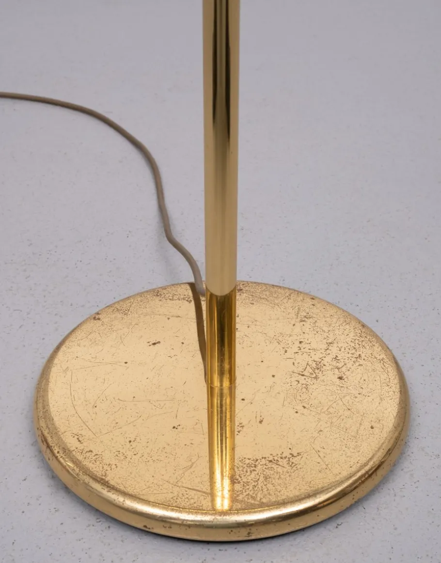 New Pamono Adjustable Brass Swing Arm Floor Lamp attributed to Holtkoetter, Germany, 1980s