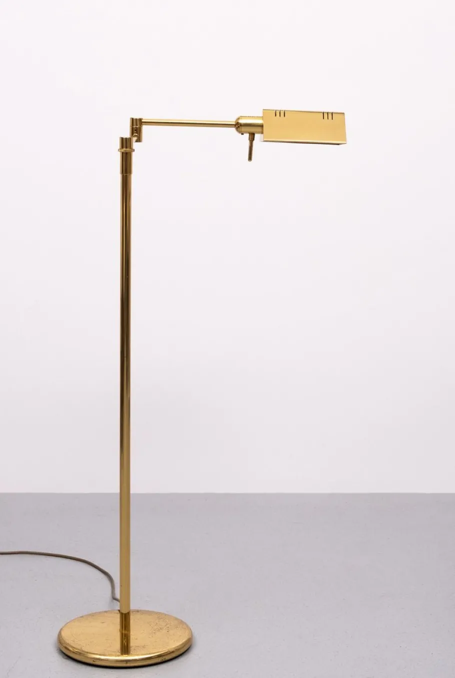 New Pamono Adjustable Brass Swing Arm Floor Lamp attributed to Holtkoetter, Germany, 1980s
