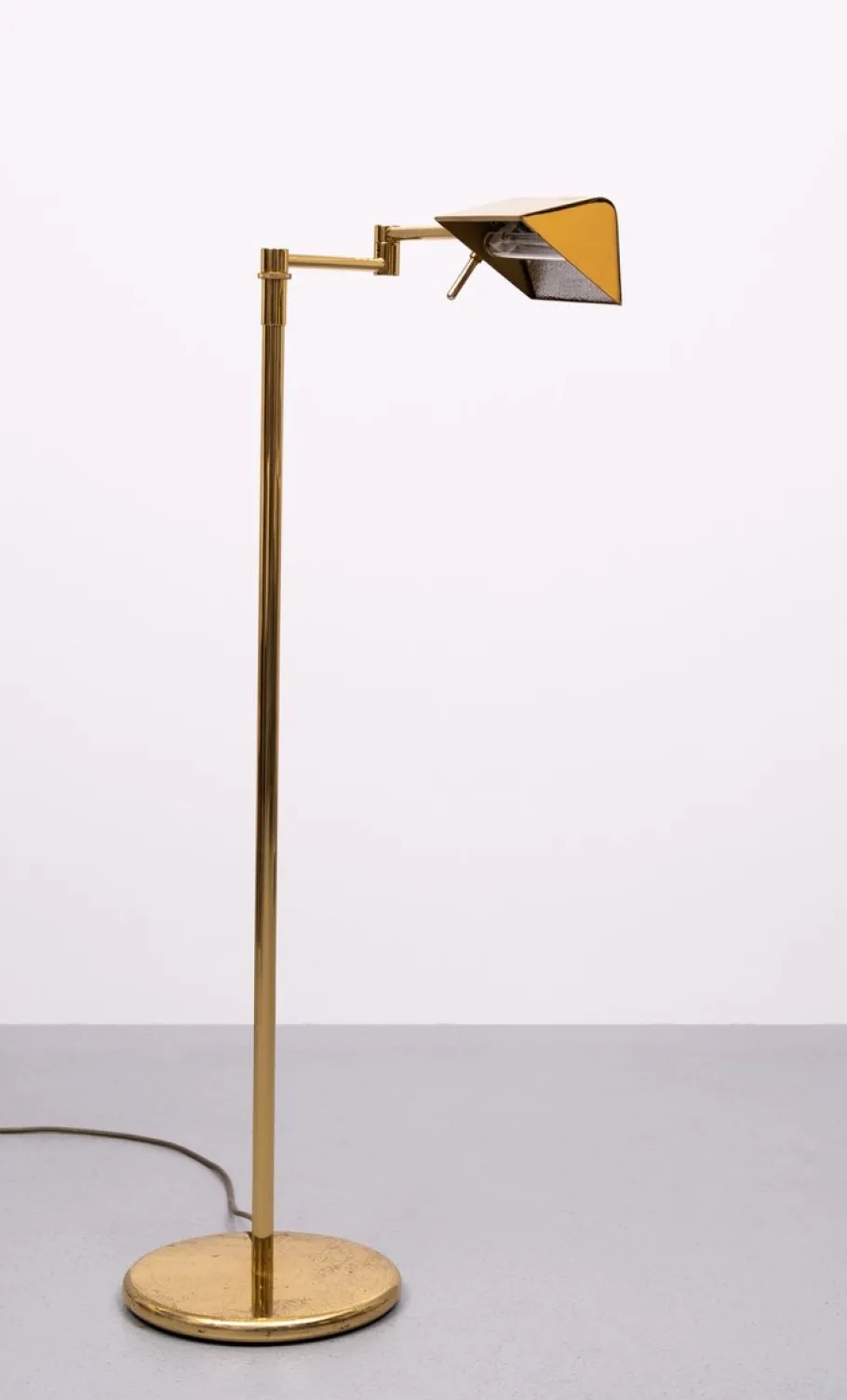 New Pamono Adjustable Brass Swing Arm Floor Lamp attributed to Holtkoetter, Germany, 1980s