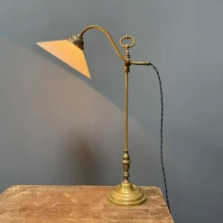 Discount Pamono Adjustable Brass Table Lamp with Opaline Glass Shade