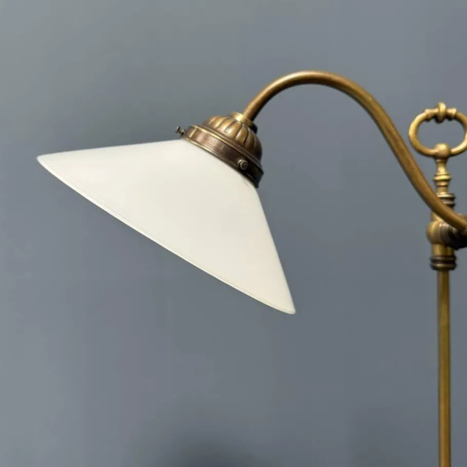 Discount Pamono Adjustable Brass Table Lamp with Opaline Glass Shade