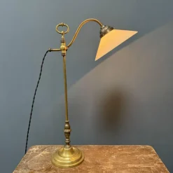 Discount Pamono Adjustable Brass Table Lamp with Opaline Glass Shade