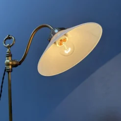 Discount Pamono Adjustable Brass Table Lamp with Opaline Glass Shade