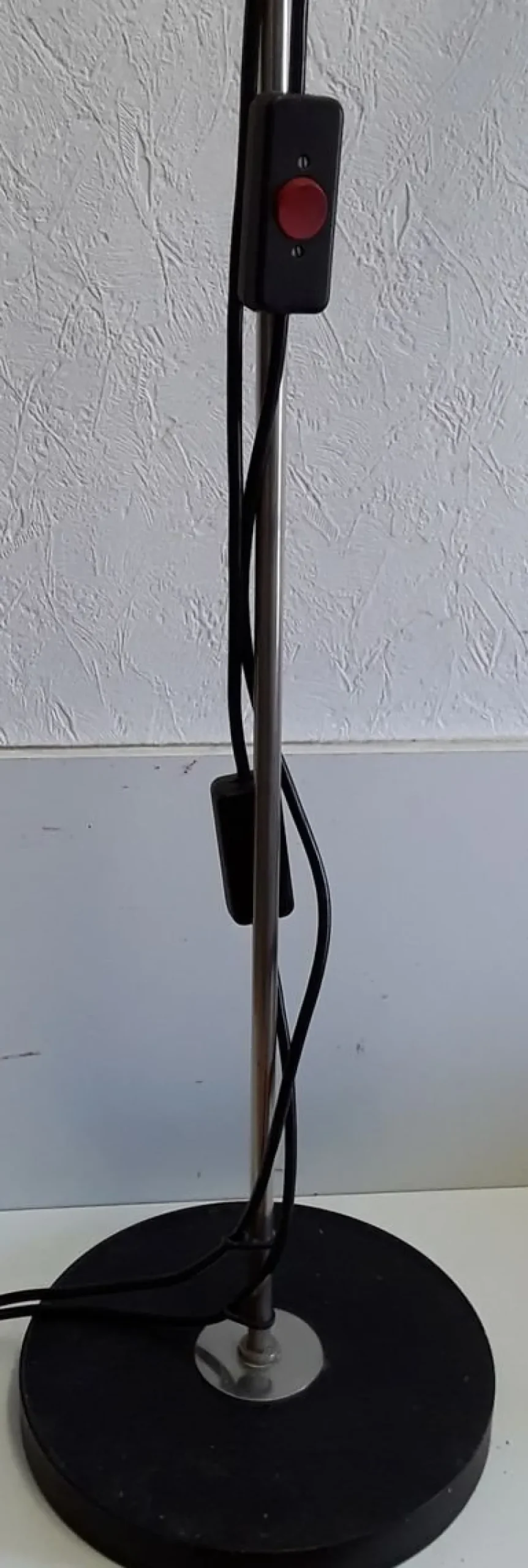 New Pamono Adjustable Chrome-Plated Steel Tube 2-Light Spotlight with Black Plastic Mounting and Base, 1970s