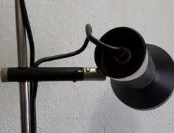 New Pamono Adjustable Chrome-Plated Steel Tube 2-Light Spotlight with Black Plastic Mounting and Base, 1970s