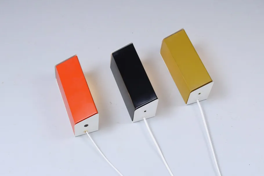 Discount Pamono Adjustable Colored Metal Sconces by Anvia, 1960s, Set of 3