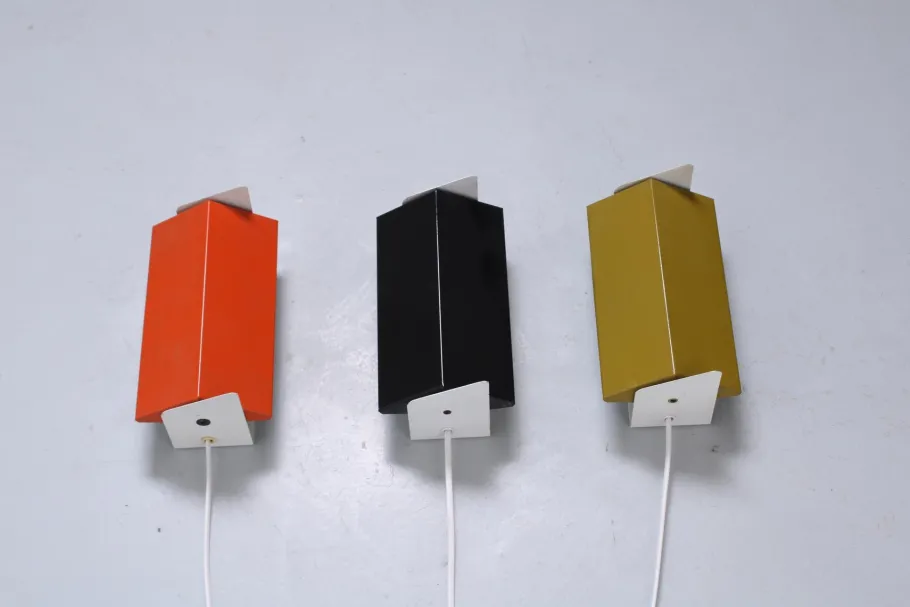 Discount Pamono Adjustable Colored Metal Sconces by Anvia, 1960s, Set of 3