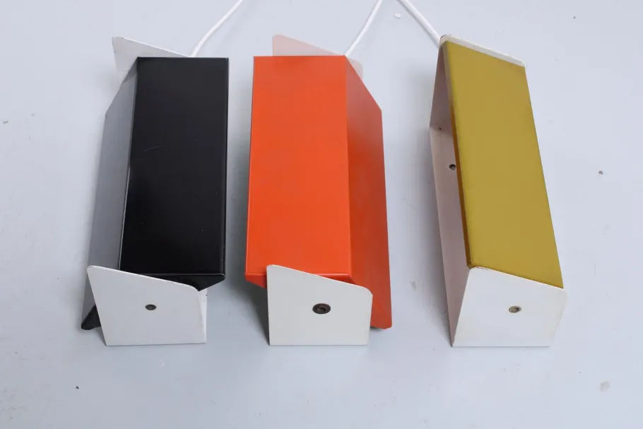 Discount Pamono Adjustable Colored Metal Sconces by Anvia, 1960s, Set of 3