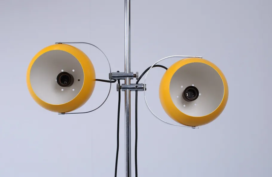 Best Pamono Adjustable Dark Yellow Double Globe Floor Lamp from Herda, 1970s