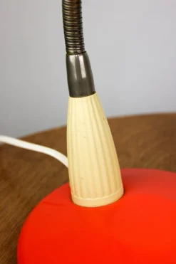 New Pamono Adjustable Desk Lamp in Orange Painted Metal and Chrome-Plated Spiral Arm, 1970s