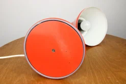 New Pamono Adjustable Desk Lamp in Orange Painted Metal and Chrome-Plated Spiral Arm, 1970s