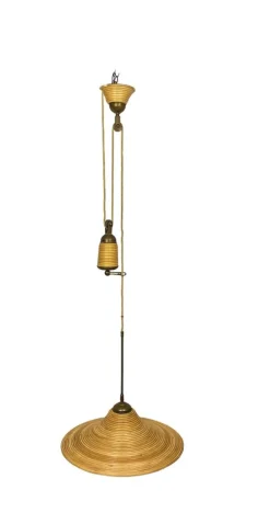 Clearance Pamono Adjustable Pencil Reed Bamboo Pendant Lamp, 1960s