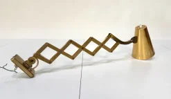Sale Pamono Adjustable Scissor Wall Lamp in Brass Metal from Pfäffle, West Germany, 1960s
