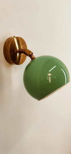 New Pamono Adjustable Sconce with Green Metal Dome