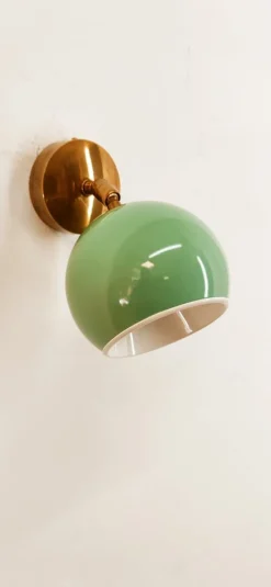 New Pamono Adjustable Sconce with Green Metal Dome