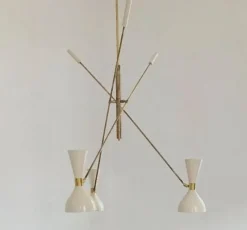 New Pamono Adjustable Three-Arm Chandelier by Silvio Piattelli