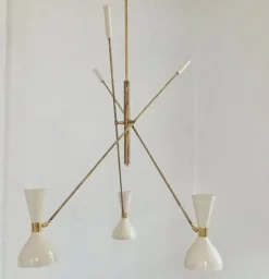 New Pamono Adjustable Three-Arm Chandelier by Silvio Piattelli