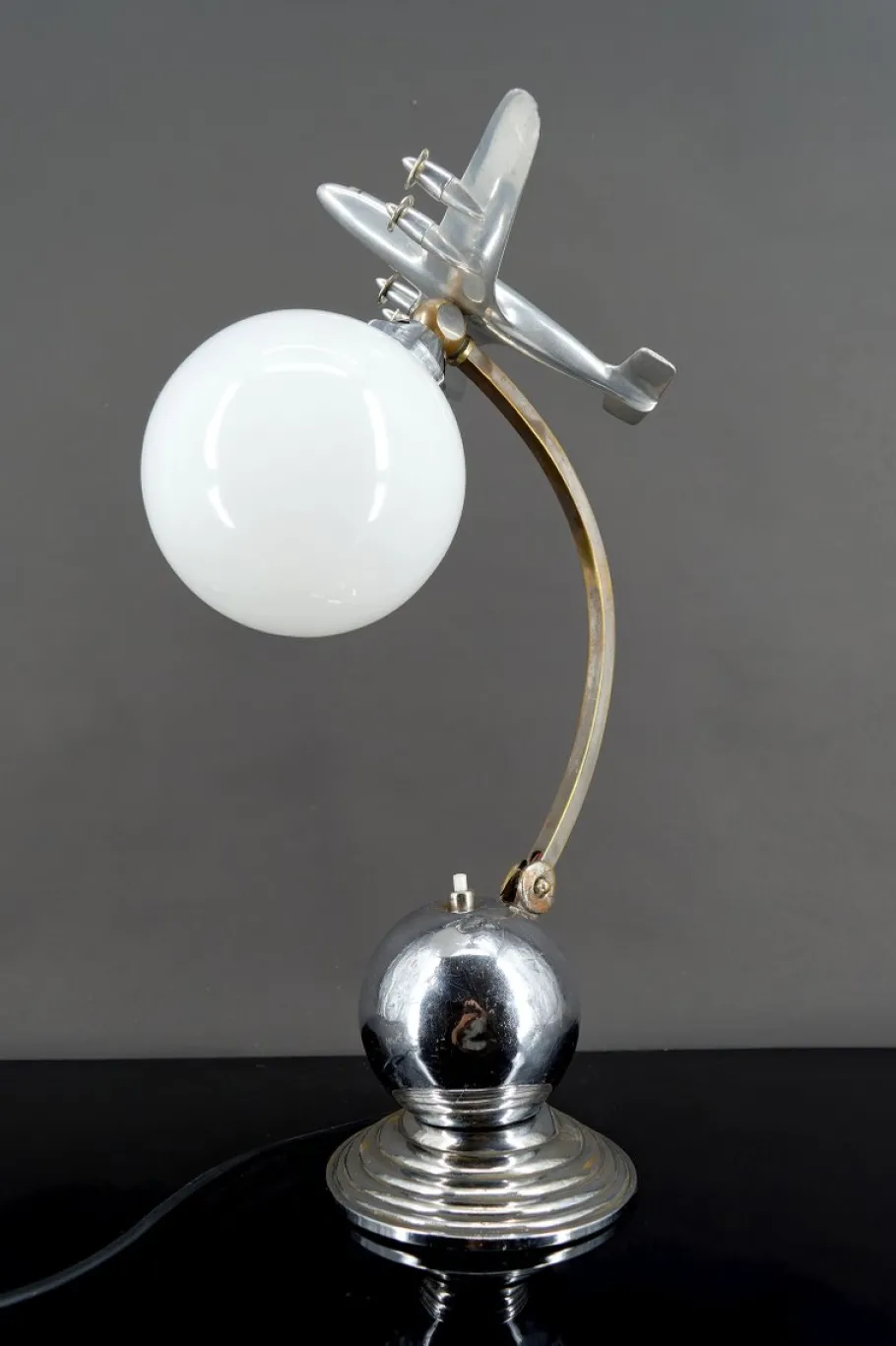 Pamono Airplane Lamp in Chrome and Aluminum, 1930s
