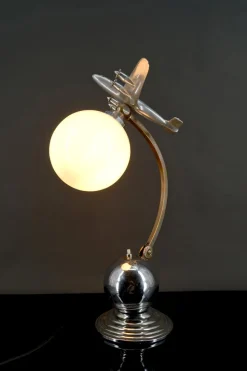 Pamono Airplane Lamp in Chrome and Aluminum, 1930s