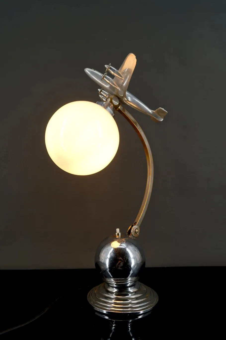 Pamono Airplane Lamp in Chrome and Aluminum, 1930s