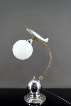 Pamono Airplane Lamp in Chrome and Aluminum, 1930s