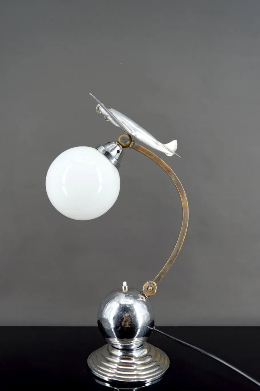Pamono Airplane Lamp in Chrome and Aluminum, 1930s