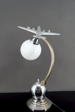 Pamono Airplane Lamp in Chrome and Aluminum, 1930s