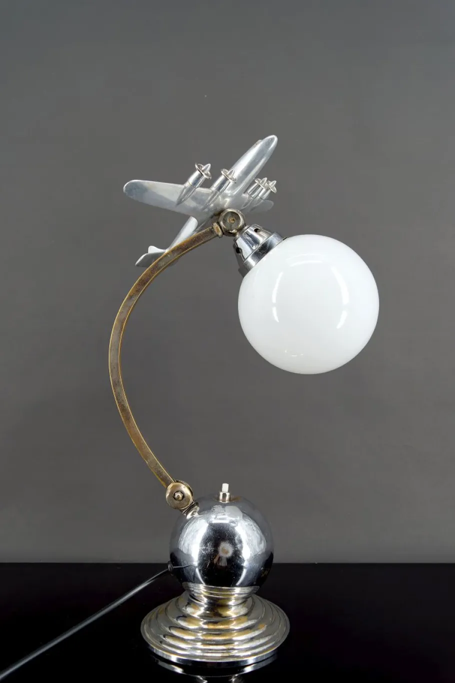 Pamono Airplane Lamp in Chrome and Aluminum, 1930s