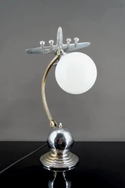 Pamono Airplane Lamp in Chrome and Aluminum, 1930s