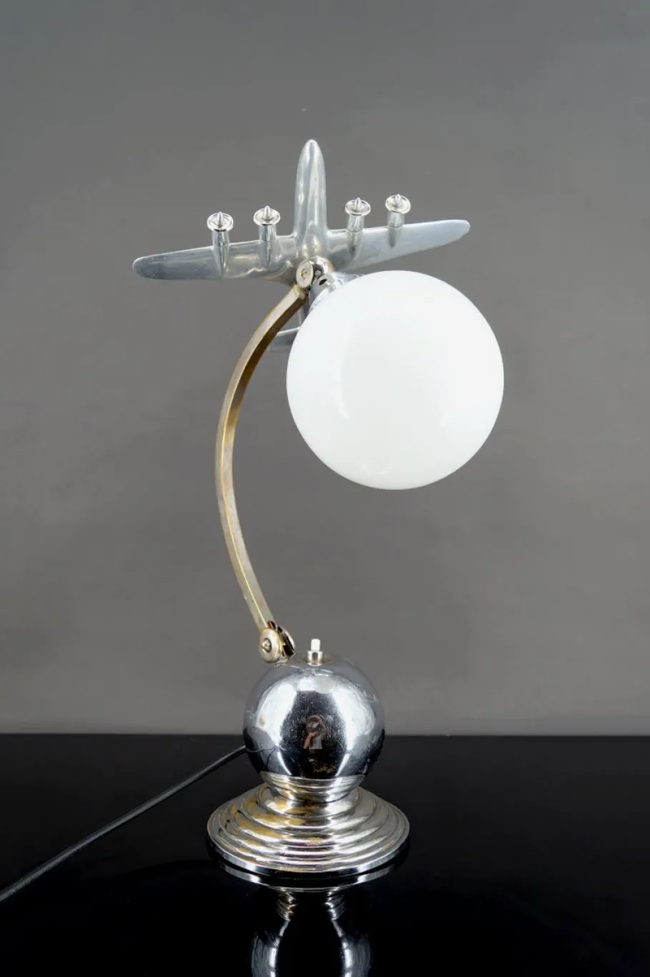 Pamono Airplane Lamp in Chrome and Aluminum, 1930s