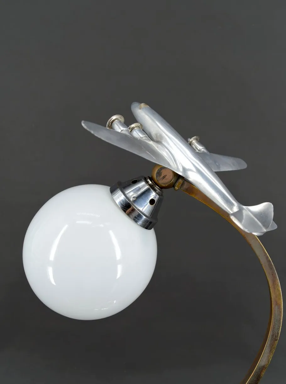 Pamono Airplane Lamp in Chrome and Aluminum, 1930s