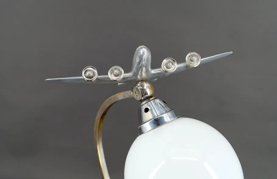 Pamono Airplane Lamp in Chrome and Aluminum, 1930s