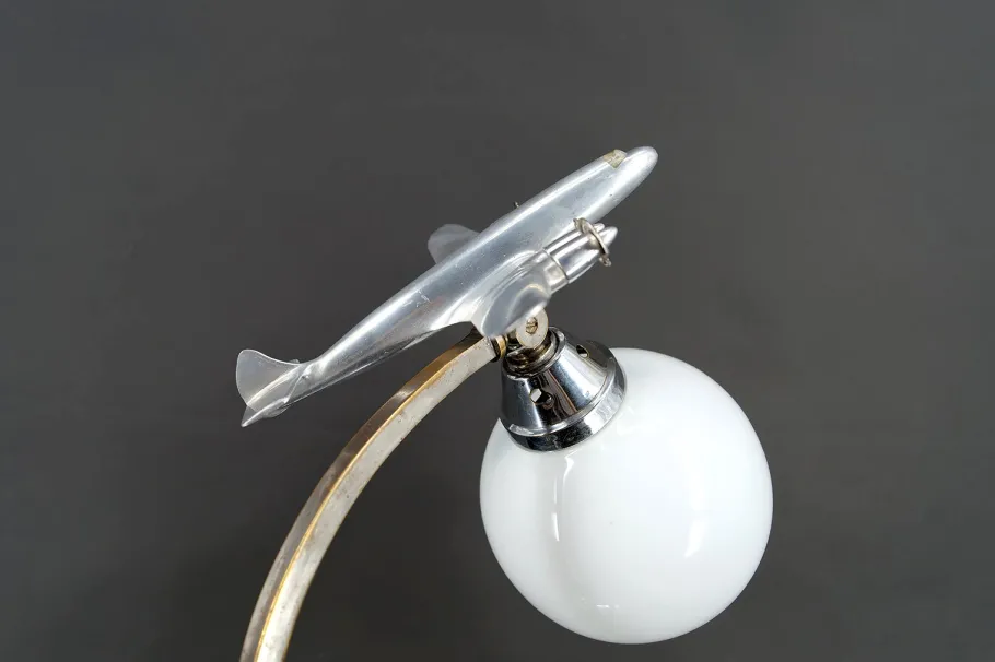Pamono Airplane Lamp in Chrome and Aluminum, 1930s